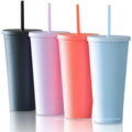 Hot selling 22 oz Colored Acrylic Reusable Cups Double Wall Matte Plastic Bulk Tumblers with lid and straw